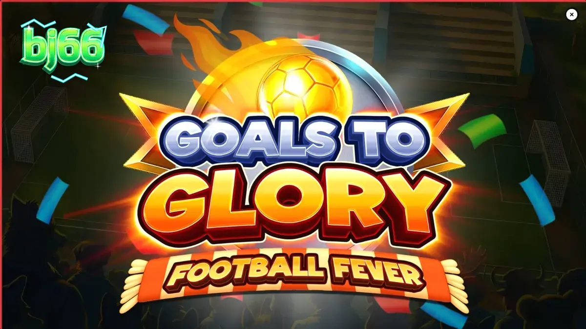 Giao diện trò chơi slot Goals to Glory Football Fever với các nhân vật động vật bóng đá